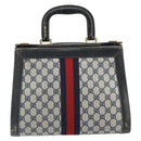 GUCCI GG Canvas Sherry Line Hand Bag Navy Gold Auth fm5015-2