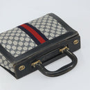 GUCCI GG Canvas Sherry Line Hand Bag Navy Gold Auth fm5015-6