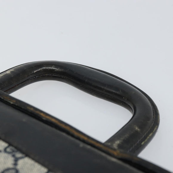 GUCCI GG Canvas Sherry Line Hand Bag Navy Gold Auth fm5015