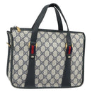 GUCCI GG Supreme Sherry Line Hand Bag PVC Navy Red 39 02 039 Auth fm5016-1