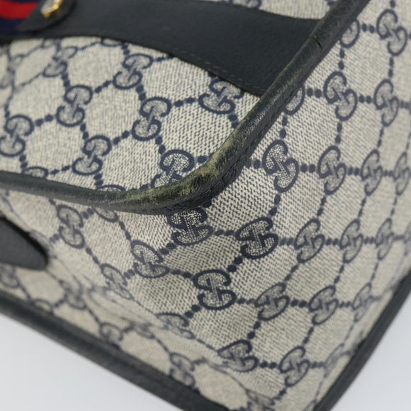 GUCCI GG Supreme Sherry Line Hand Bag PVC Navy Red 39 02 039 Auth fm5016