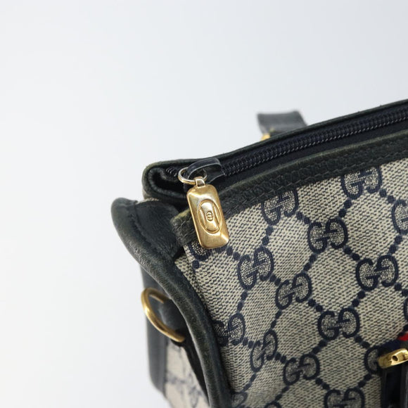 GUCCI GG Supreme Sherry Line Hand Bag PVC Navy Red 39 02 039 Auth fm5016
