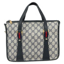 GUCCI GG Supreme Sherry Line Hand Bag PVC Navy Red 39 02 039 Auth fm5016-13