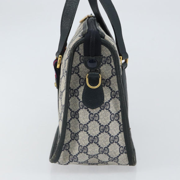 GUCCI GG Supreme Sherry Line Hand Bag PVC Navy Red 39 02 039 Auth fm5016