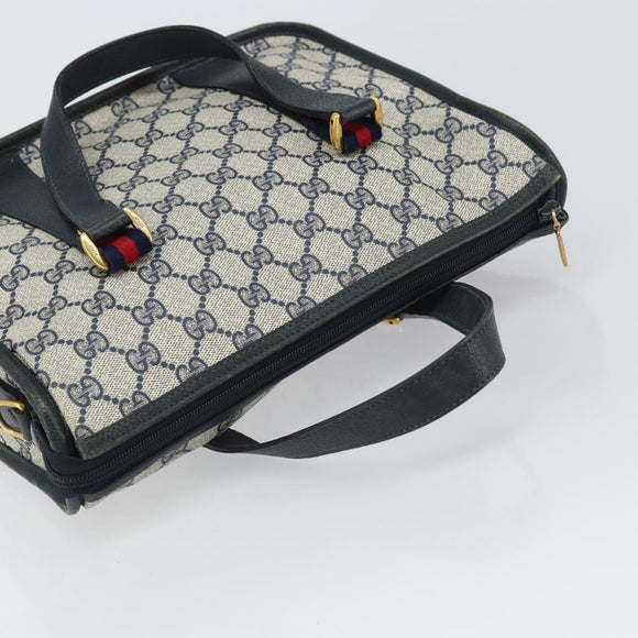 GUCCI GG Supreme Sherry Line Hand Bag PVC Navy Red 39 02 039 Auth fm5016
