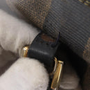 FENDI Pecan Canvas Hand Bag PVC 2way Black Brown gold Auth fm5019-16