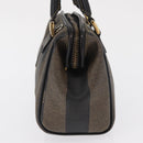 FENDI Pecan Canvas Hand Bag PVC 2way Black Brown gold Auth fm5019-4