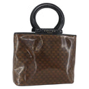 CELINE Macadam Canvas Hand Bag Vinyl Leather Brown Gold Auth fm5021-1