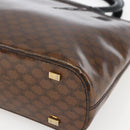 CELINE Macadam Canvas Hand Bag Vinyl Leather Brown Gold Auth fm5021-10