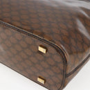 CELINE Macadam Canvas Hand Bag Vinyl Leather Brown Gold Auth fm5021-12