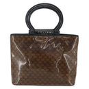 CELINE Macadam Canvas Hand Bag Vinyl Leather Brown Gold Auth fm5021-3
