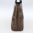 CELINE Macadam Canvas Hand Bag Vinyl Leather Brown Gold Auth fm5021-5