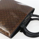 CELINE Macadam Canvas Hand Bag Vinyl Leather Brown Gold Auth fm5021-6