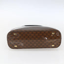 CELINE Macadam Canvas Hand Bag Vinyl Leather Brown Gold Auth fm5021-9