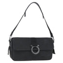 Salvatore Ferragamo Gancini Shoulder Bag Canvas Black Silver Auth fm5022V-1