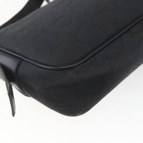 Salvatore Ferragamo Gancini Shoulder Bag Canvas Black Silver Auth fm5022V