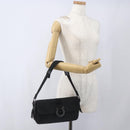 Salvatore Ferragamo Gancini Shoulder Bag Canvas Black Silver Auth fm5022V-20