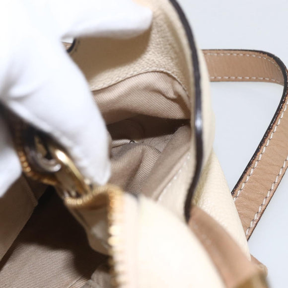 Chloe Hand Bag Leather 2way Beige Gold Auth fm5023