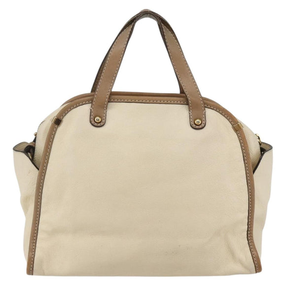 Chloe Hand Bag Leather 2way Beige Gold Auth fm5023