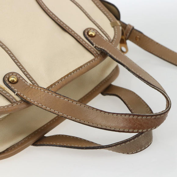 Chloe Hand Bag Leather 2way Beige Gold Auth fm5023