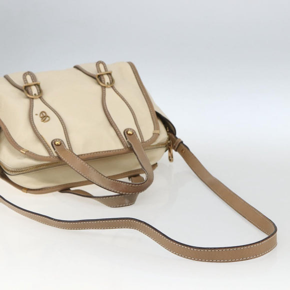 Chloe Hand Bag Leather 2way Beige Gold Auth fm5023