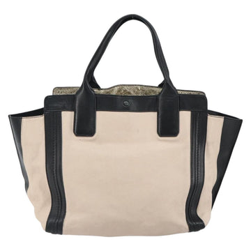 Chloe Alison Hand Bag Leather Beige Black gold Auth fm5024 - 0
