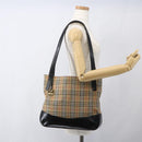 Burberrys Nova Check Tote Bag Canvas Leather Beige Black gold Auth fm5026-21