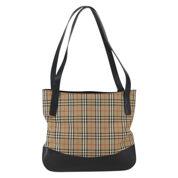 Burberrys Nova Check Tote Bag Canvas Leather Beige Black gold Auth fm5026 - 0