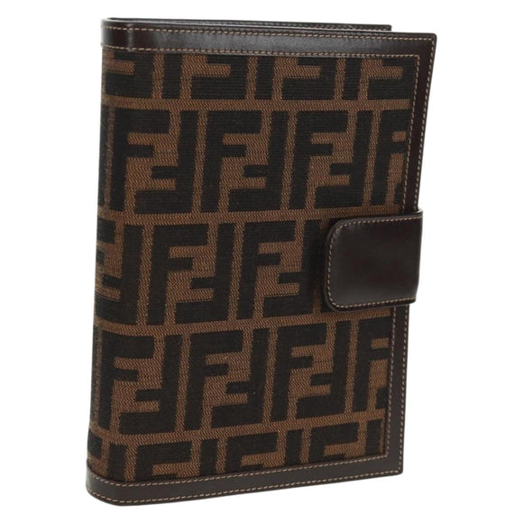 FENDI Zucca Canvas Agenda Day Planner Cover Brown Black Auth fm5048V
