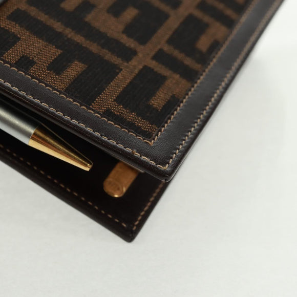 FENDI Zucca Canvas Agenda Day Planner Cover Brown Black Auth fm5048V