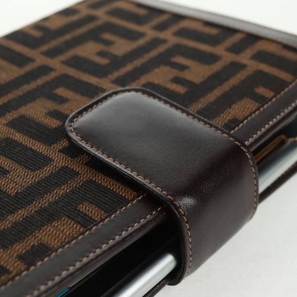 FENDI Zucca Canvas Agenda Day Planner Cover Brown Black Auth fm5048V