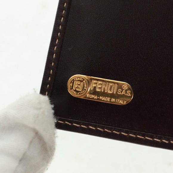 FENDI Zucca Canvas Agenda Day Planner Cover Brown Black Auth fm5048V