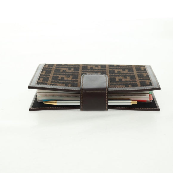 FENDI Zucca Canvas Agenda Day Planner Cover Brown Black Auth fm5048V
