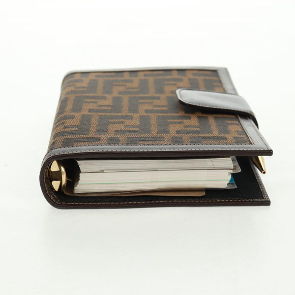FENDI Zucca Canvas Agenda Day Planner Cover Brown Black Auth fm5048V