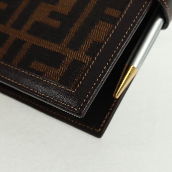 FENDI Zucca Canvas Agenda Day Planner Cover Brown Black Auth fm5048V