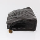 CHANEL Pouch Lamb Skin Black Gold CC Auth fm5050-5