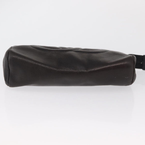 CHANEL Pouch Lamb Skin Black Gold CC Auth fm5050