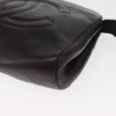 CHANEL Pouch Lamb Skin Black Gold CC Auth fm5050-9