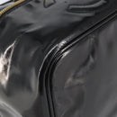 CHANEL Vanity Pouch Patent leather Black Gold CC Auth fm5051-15