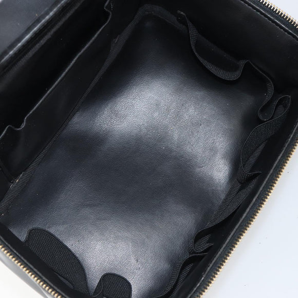 CHANEL Vanity Pouch Patent leather Black Gold CC Auth fm5051