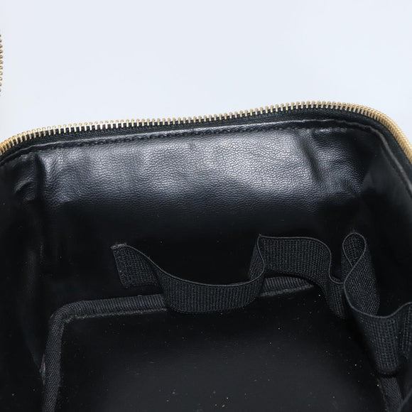 CHANEL Vanity Pouch Patent leather Black Gold CC Auth fm5051