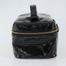CHANEL Vanity Pouch Patent leather Black Gold CC Auth fm5051-3