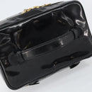 CHANEL Vanity Pouch Patent leather Black Gold CC Auth fm5051-7