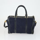 GUCCI Micro GG Canvas GG Micro Supreme Bag Leather 3 Set Navy Brown Auth fm5061-10