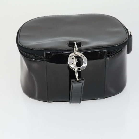 GUCCI Bamboo Vanity pouch Pouch Patent leather 2 Set Black Auth fm5062