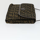 FENDI Zucca Canvas Zucchino Canvas Bag PVC 3 Set Black Brown Auth fm5063-11