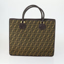 FENDI Zucca Canvas Zucchino Canvas Bag PVC 3 Set Black Brown Auth fm5063-3