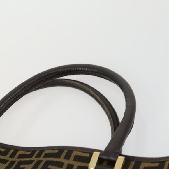 FENDI Zucca Canvas Zucchino Canvas Bag PVC 3 Set Black Brown Auth fm5063