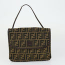 FENDI Zucca Canvas Zucchino Canvas Bag PVC 3 Set Black Brown Auth fm5063-9