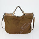 Salvatore Ferragamo Vala Bag Leather nylon 3 Set Beige Brown Auth fm5064-2